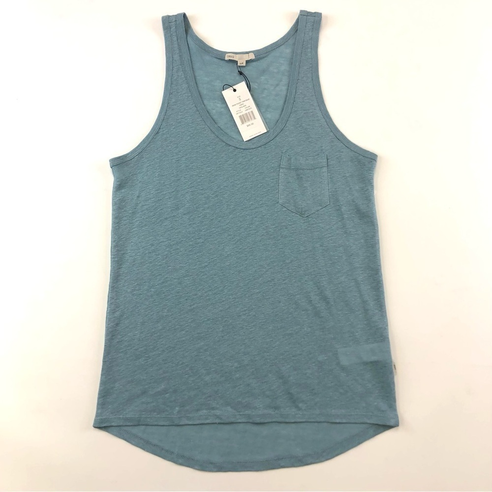 Onia Irene linen pocket tank in Cameo Blue NEW with tags Small